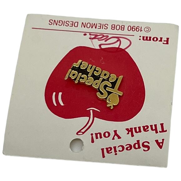 1990s Special Teacher Pin – Gold-Tone & Red Apple, NWT, 0.75" x 0.5" - Picture 3 of 5